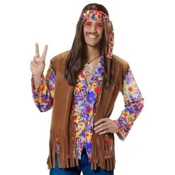 Hippie Vest Met Hoofdband Suedelook Man -80s Kleding Winkel 7327m c 6