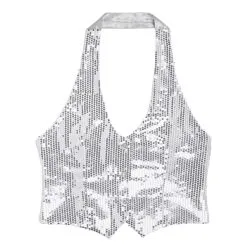 Dames Pailletten Vest Zilver Vrouw