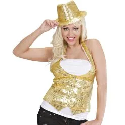 Dames Pailletten Vest Goud Vrouw -80s Kleding Winkel 9092g c 7