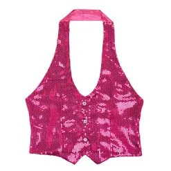 Dames Pailletten Vest Roze Vrouw -80s Kleding Winkel 9095n c 6