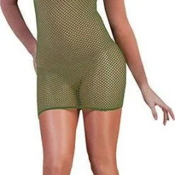 Spannende Visnet Body Leger Groen Vrouw Kostuum