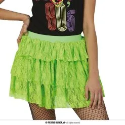 80s Kanten Rok Neon Groen Vrouw