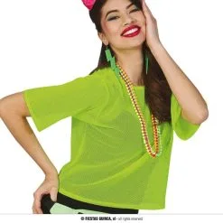 So 80s Visnet Neon Groen Shirt Vrouw