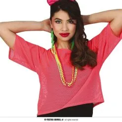 So 80 Visnet Neon Roze Shirt Vrouw