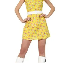 Bloemetjes Gele Lente Jaren 60 Vrouw Kostuum