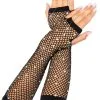 Zwarte Visnet Vingerloze Handschoen Met Strass -80s Kleding Winkel leg 2020 2037 001 1 6