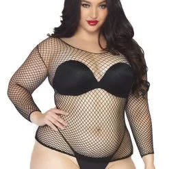 Zwart Visnet Shirt Plus Size Vrouw