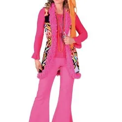 Hippie Vest Lang Flamingo Bont Vrouw