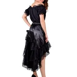 Elegante Satijnen Rok Met Kant Zwart Vrouw