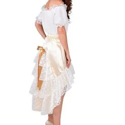 Elegante Satijnen Rok Met Kant Champagne Vrouw