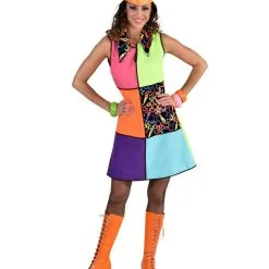 Grote Kleurige Vlakken Jaren 80 Neon Swirls Vrouw Kostuum