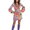 Funky Psychedelische Hippie Jurk 70s Vrouw