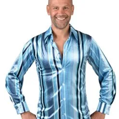 Jaren 70 Blauwe Groovy Blouse Man