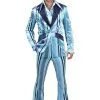 Mr Fine Stripe Jaren 70 Pak Blauw Man