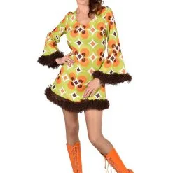 Speelse Hippie Jurk Groene Bloemen Vrouw