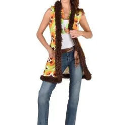 Hippie Groene Bloemen Vest Joanne Vrouw