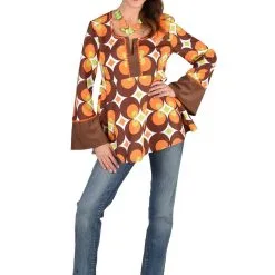 Hip Flip Oranje Bloemen Dip Tuniek Vrouw
