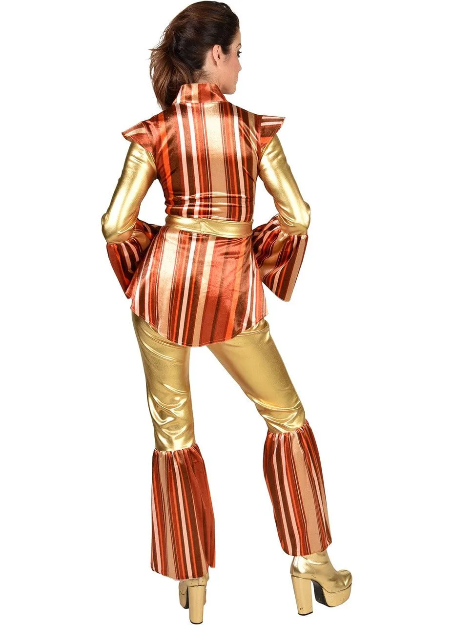 Gouden Hippie Danseres Vrouw Kostuum 4 Gouden Hippie Danseres Vrouw Kostuum - Afbeelding 2