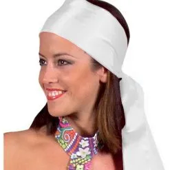 Satijnen Sjaal Hoofdband Wit