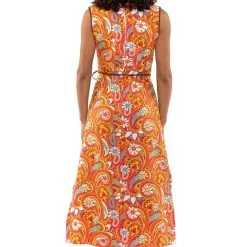 Oranje Lang Jaren 70 En 60 Hippie Bloemen Soul Disco Pretty Paisley Vrouw Kostuum -80s Kleding Winkel orep 2019 6062012orp d 4 39