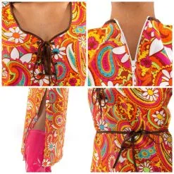Oranje Lang Jaren 70 En 60 Hippie Bloemen Soul Disco Pretty Paisley Vrouw Kostuum -80s Kleding Winkel orep 2019 6062012orp d 5 39