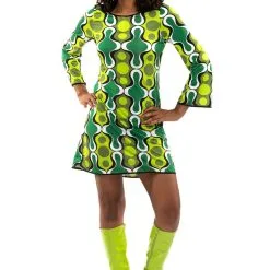 Jaren 70 Hippie Soul Disco 60s Ga Voor Groen Jurk Vrouw -80s Kleding Winkel orep 2019 7062011grn d 5 23