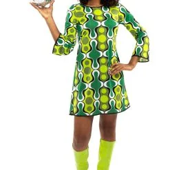 Jaren 70 Hippie Soul Disco 60s Ga Voor Groen Jurk Vrouw -80s Kleding Winkel orep 2019 7062011grn d 6 23