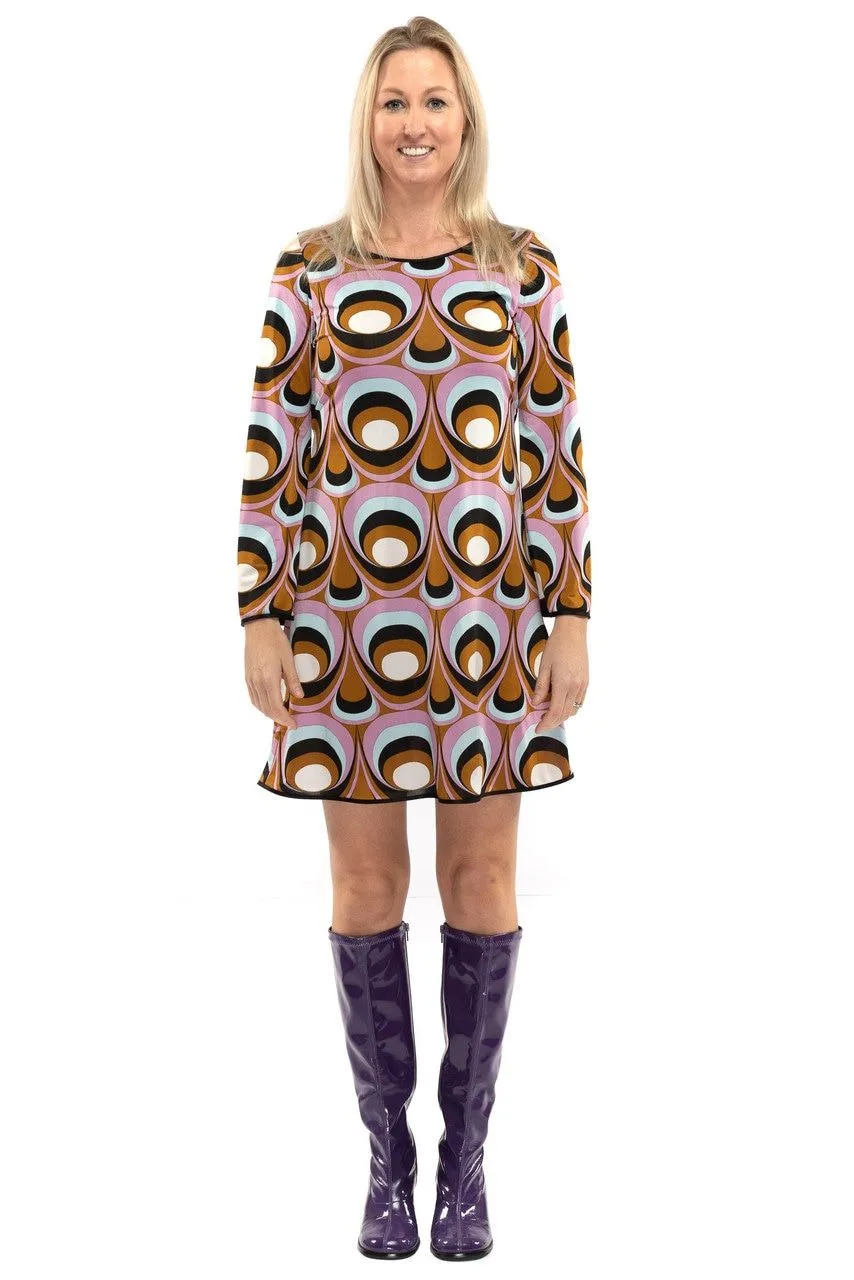 Jaren 70 Hippie Soul Disco 60s Psychedelische Ogen Jurk Vrouw 4 Jaren 70 Hippie Soul Disco 60s Psychedelische Ogen Jurk Vrouw - Afbeelding 2