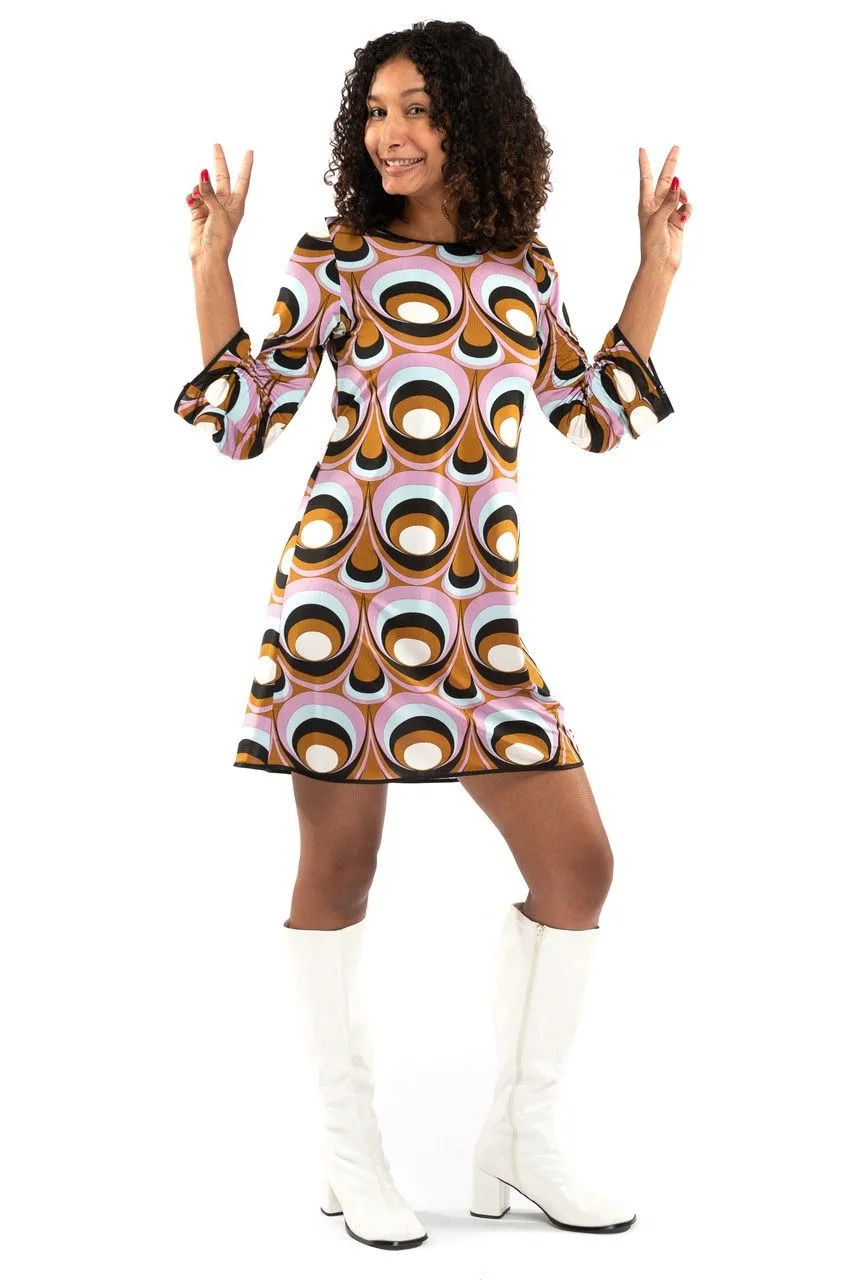 Jaren 70 Hippie Soul Disco 60s Psychedelische Ogen Jurk Vrouw 8 Jaren 70 Hippie Soul Disco 60s Psychedelische Ogen Jurk Vrouw - Afbeelding 6