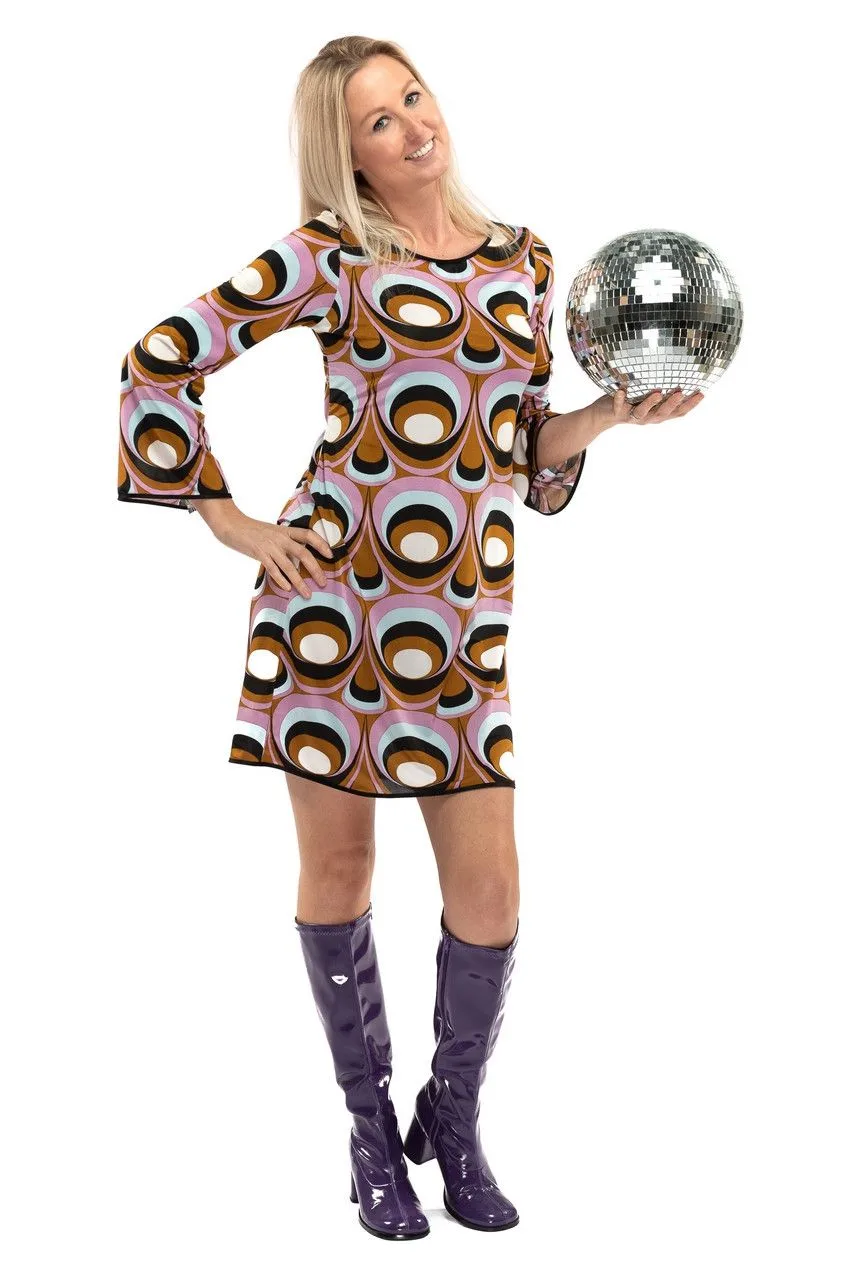 Jaren 70 Hippie Soul Disco 60s Psychedelische Ogen Jurk Vrouw 9 Jaren 70 Hippie Soul Disco 60s Psychedelische Ogen Jurk Vrouw - Afbeelding 7