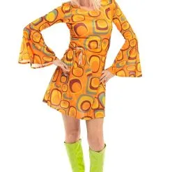 Jaren 70 Hippie Soul Disco 60s Agent Orange Jurk Vrouw