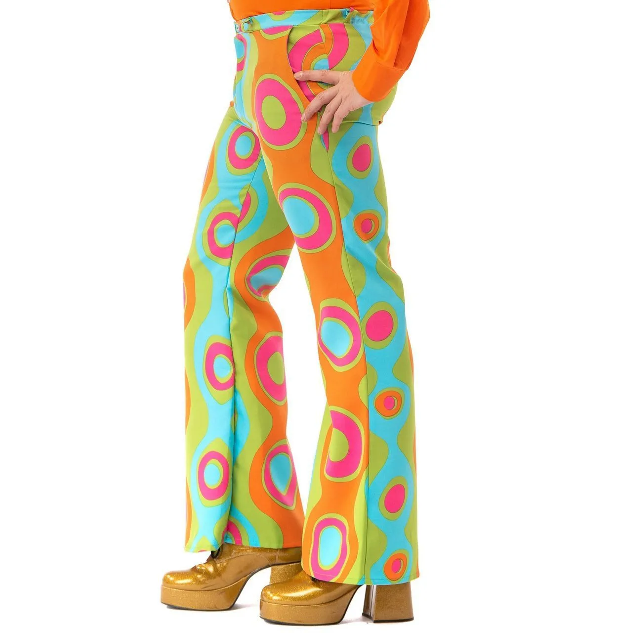 Jaren 60 Psychedelische Golven Flower Power Hippie Festival Broek Man 4 Jaren 60 Psychedelische Golven Flower Power Hippie Festival Broek Man - Afbeelding 3