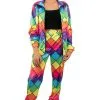 Jaren 80 Trainingspak Multicolor Ruit Dames Vrouw Kostuum