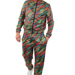 Jaren 80 Trainingspak Kleurige Zebra Strepen Heren Man Kostuum