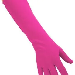 Neon Roze Handschoen Lang Nylon Disco Chic