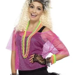 80s Zeer Felle Neon Roze Visnet Shirt Vrouw