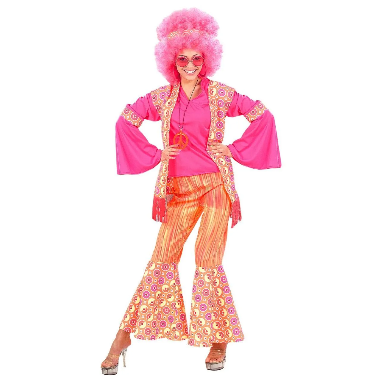 Hippie Dame Ms Pink Kostuum Vrouw 3 Hippie Dame Ms Pink Kostuum Vrouw