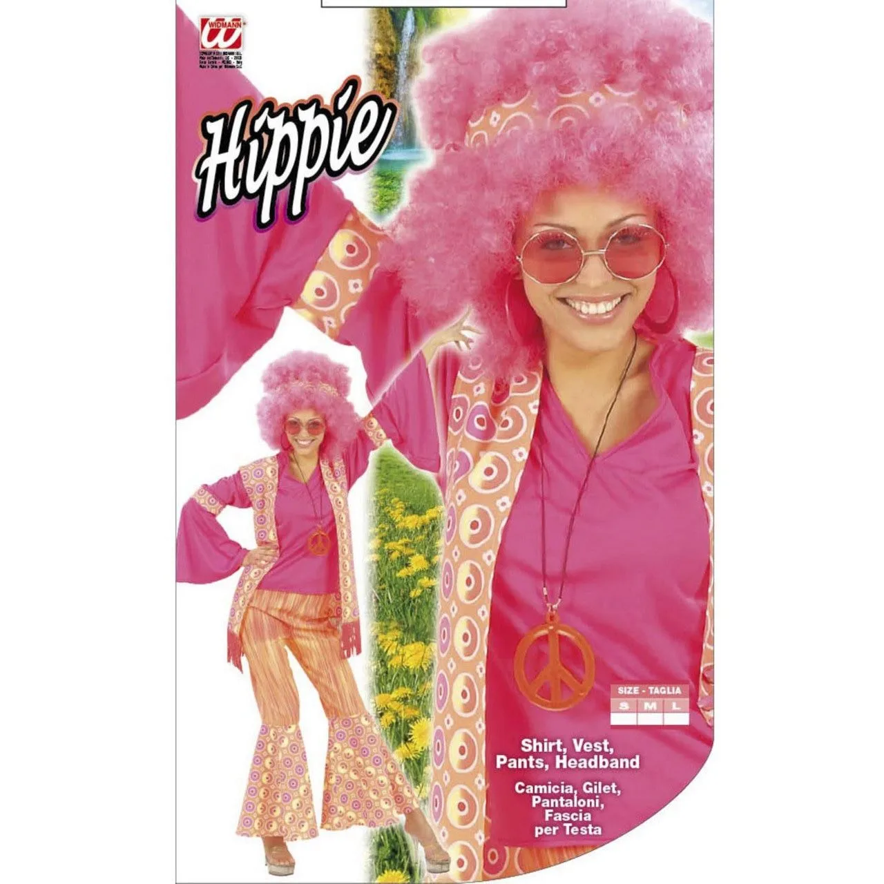 Hippie Dame Ms Pink Kostuum Vrouw 4 Hippie Dame Ms Pink Kostuum Vrouw - Afbeelding 2