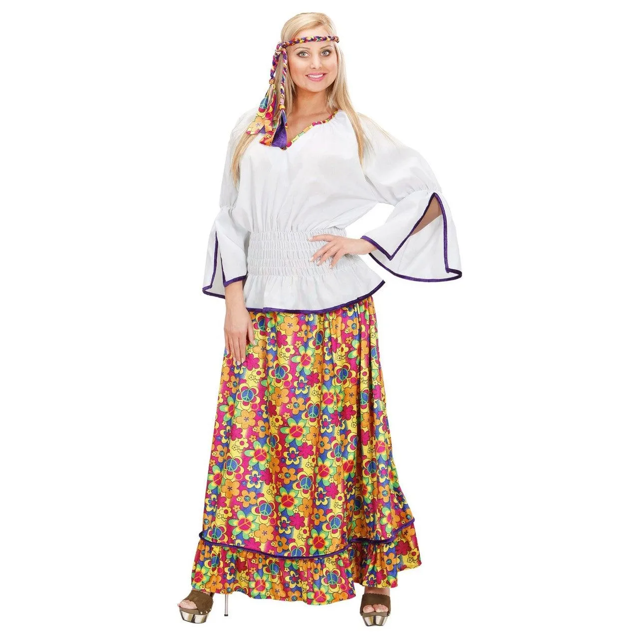 Lange Jurk Hippie Vrouw Fluweel Kostuum 4 Lange Jurk Hippie Vrouw Fluweel Kostuum - Afbeelding 2