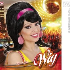 Pruik, 60s Modieus Zwart -80s Kleding Winkel wdm1014 n6517 b 2