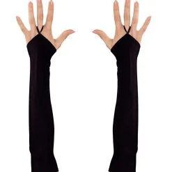 Tachtiger Jaren Vingerloze Handschoenen Satijn, Zwart