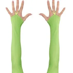 Tachtiger Jaren Vingerloze Handschoenen Satijn, Neon Groen