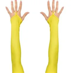 Tachtiger Jaren Vingerloze Handschoenen Satijn, Neon Geel