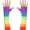 Tachtiger Jaren Vingerloze Handschoenen Satijn, Regenboog Kleuren -80s Kleding Winkel wdm1516 00597 a 4