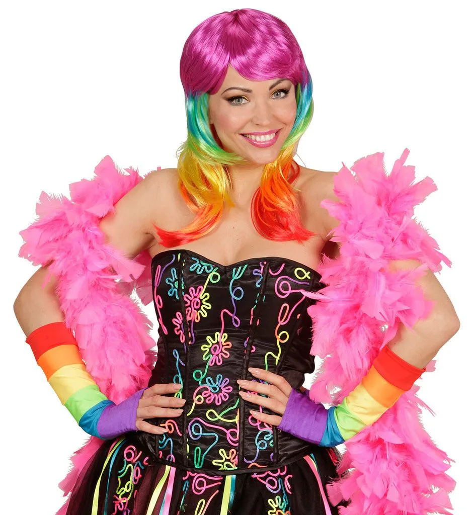 Tachtiger Jaren Vingerloze Handschoenen Satijn, Regenboog Kleuren 6 Tachtiger Jaren Vingerloze Handschoenen Satijn, Regenboog Kleuren - Afbeelding 4