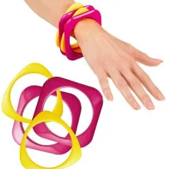 Voorkant 27 70er Jaren Armband Disco Roze / Geel