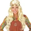 Curly Carla Pruik, Hippie / Middeleeuwen Blond Met Bloemen Hoofdband -80s Kleding Winkel wdm1617 04658 a 2