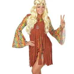 Curly Carla Pruik, Hippie / Middeleeuwen Blond Met Bloemen Hoofdband -80s Kleding Winkel wdm1617 04658 c 2