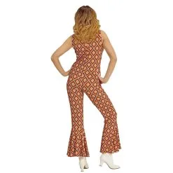 Oranje Hippie Groovy Geralda 70s Dames Jumpsuit, Ruit Vrouw Kostuum -80s Kleding Winkel wdm 2017 0890 3 17