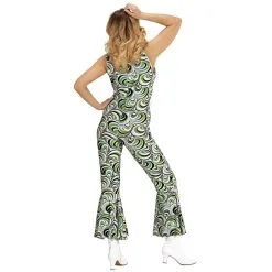 Groovy Geralda 70s Dames Groen Blauwe Jumpsuit, Golven Vrouw Kostuum -80s Kleding Winkel wdm 2017 0892 3 14